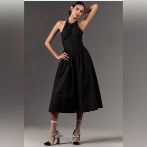 Anthropologie NIA Rio Halter Drop-Waist Midi Dress